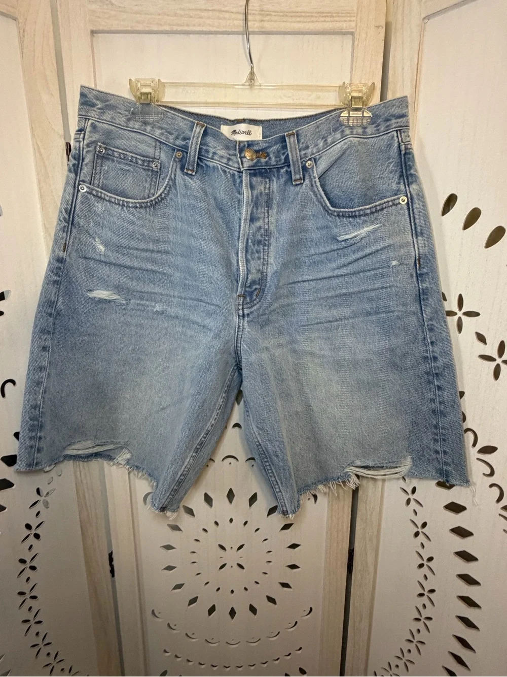 Madewell Essex Long Baggy Shorts Jorts in Londe Blue